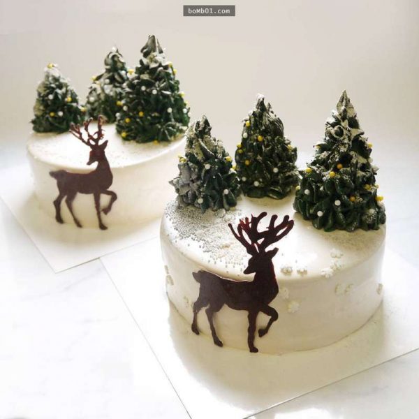还有充满圣诞节喜庆气氛的麋鹿蛋糕，让人光看就已经拥有好心情。
