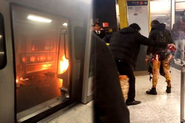 2017年2月10日港鐵縱火案, 圖中受傷男子的長褲被火燒成短褲