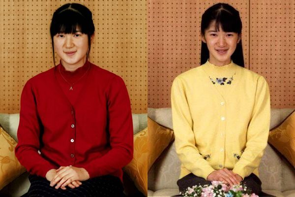 日本爱子公主14岁生日照(左)与15岁生日照(右)
