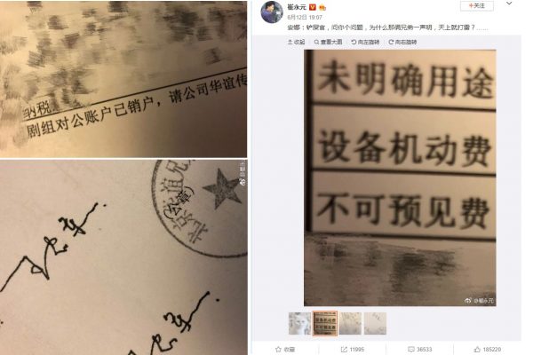 崔永元微博炮轟華誼王中軍兄弟二人（截圖合成）