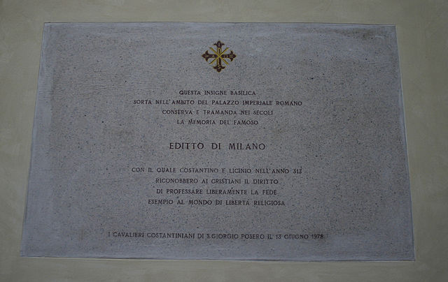 米蘭 San Giorgio al palazzo教堂紀念米蘭敕令頒布的牌匾