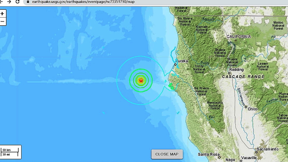 8日晚北加州近海发生5 8级地震 美国 加州 地震 震中 湾区 旧金山 水库 希望之声