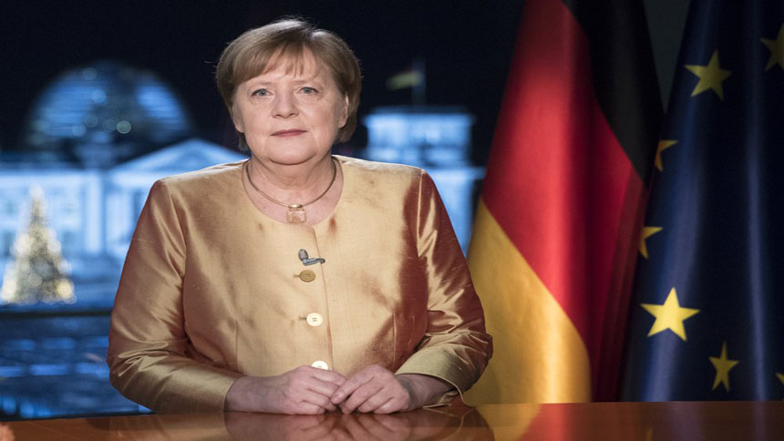 2020年12月30日，德国总理默克尔进行最后一次新年致辞。（图片来源：AP Photo/Markus Schreiber）