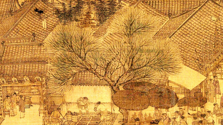 中国历史上的宋朝《清明上河图》上的城市民宅（图片：〔宋〕张择端画作局部）
