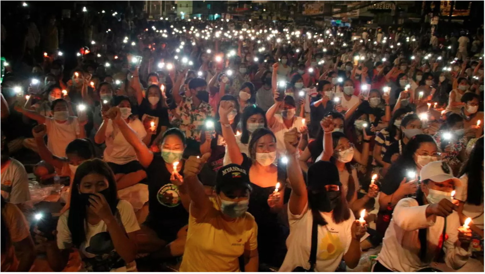 2021年3月13日緬甸抗議者集會 