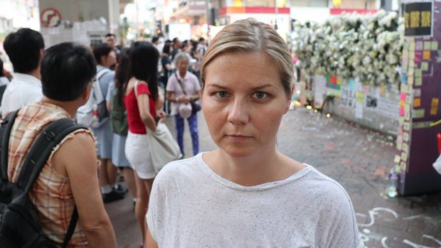 挪威自由黨（Liberal Party）國會議員梅爾比（Guri Melby）提名“香港人民”角逐2020年諾貝爾和平獎。梅爾比曾在港鐵太子站外了解香港人抗爭的情況。（圖片來源：梅爾比推特）