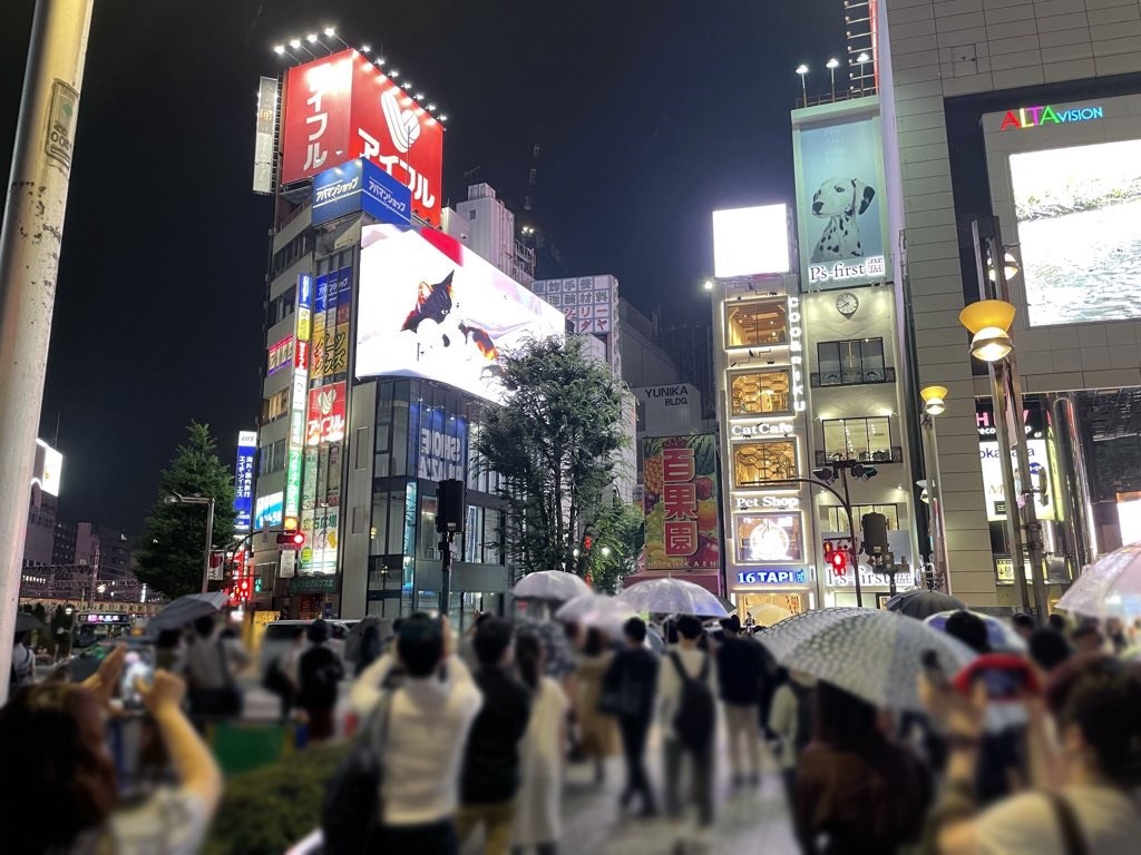 日本疫情全境升溫，其中以東京都最為嚴峻，不過東京都外出人潮並未因疫情緊張而減少，新景點3D貓（圖）及聖火台等地仍可看到大批民眾爭相拍照。