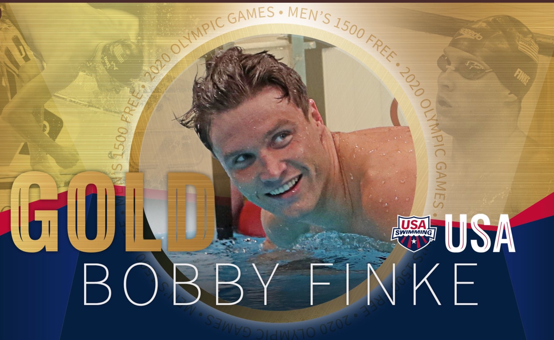 美國游泳隊37年來首位贏得男子1，500米自由泳金牌的芬克