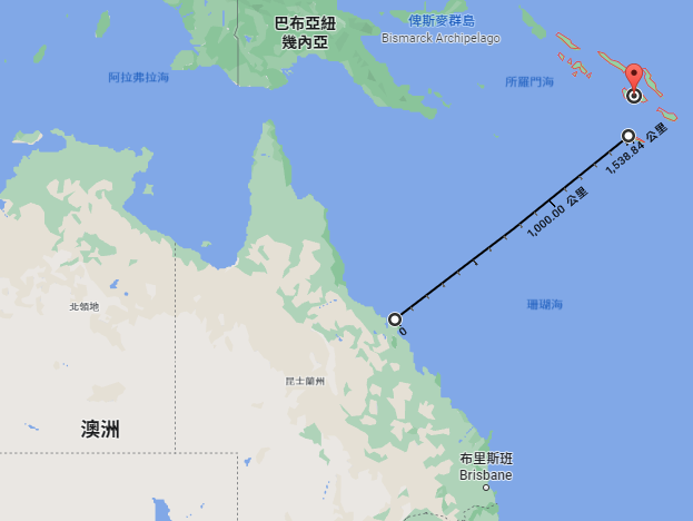 索羅門群島位於澳洲東北方南太平洋上，距澳洲海岸線不超過2000公里。