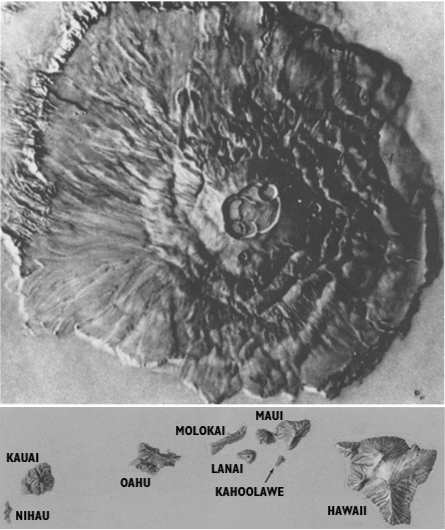 奧林匹斯山和夏威夷群島的比較。（維基百科）