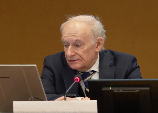 David Matas spoke at the "China's Deprivation of Universal Human Rights" conference on January 22, 2024 (Picture: Clean World "DAFOH" video screenshot)