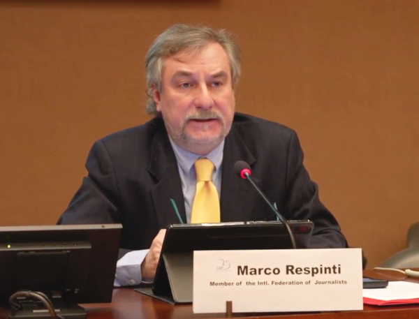 Marco Respinti, a member of the International Federation of Journalists, spoke at the conference on January 22, 2024 (Picture: Clean World "DAFOH" video screenshot)